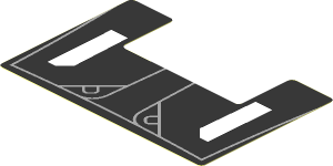 Sticker  2.5 x  3.8 with White Trapezoids and Grey Lines on Black Background