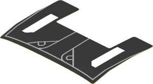 Sticker  2.5 x  3.8 with White Trapezoids and Grey Lines on Black Background (Formed)