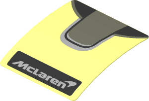 Sticker  1.9 x  1.8 with Black McLaren Logo and Black Triangles and Grey Trapezoid Background (Formed) (Needs Work)