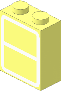 Brick  1 x  2 x  2 without Centre Studs with White Window Pattern