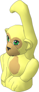 Animal Monkey Baby with Bright Green Eyes, Black Nose, Tan Face and Stomach Pattern