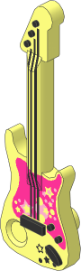 Minifig Electric Guitar Classic with Magenta, Bright Pink and Metallic Silver Stars Pattern