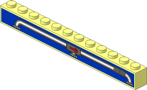 Brick  1 x 12 with Pipe, Three Connectors and Lever Stickers on Both Sides