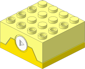 Electric Sound Brick  4 x  4 x  1.667 with Yellow Bottom and Rubber White Button Pattern