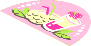 Sticker  2.4 x  3.8 Half Oval with Fruit Drinks