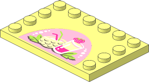 Plate  4 x  6 with 12 Studs on Three Edges with Fruit Drinks Sticker