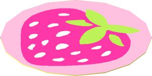 Sticker  1.8 x  1.8 Round with Strawberry on Bright Pink Background