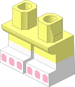 Minifig Hips and Legs Short with White Half Leg and Feet with Bright Pink Toes Pattern