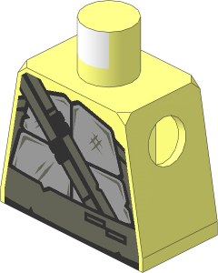 Minifig Torso with Light Bluish Grey Turtle Shell and Dark Bluish Grey Belt with Two Straps Pattern