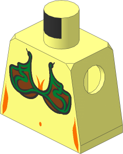 Minifig Torso with SW Female Metal Bikini Top and Orange Outlines (Princess Leia 2003) Pattern