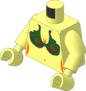 Minifig Torso with Arms and Hands with SW Female Metal Bikini Top and Orange Outlines (Princess Leia 2003) Pattern