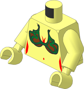 Minifig Torso with Arms and Hands with SW Female Metal Bikini Top and Nougat Outlines (Princess Leia 2006) Pattern