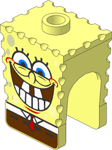 Minifig Head SpongeBob with Big Bottom Teeth Pattern