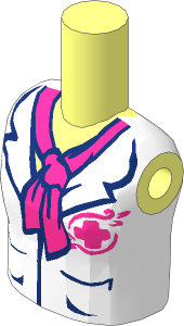 Figure Friends Girl Torso with Magenta Jungle Rescue Logo, White Collar and Magenta Scarf Pattern