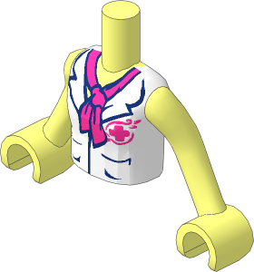 Figure Friends Girl Torso with Arms with Magenta Jungle Rescue Logo, White Collar and Magenta Scarf Pattern