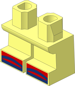 Minifig Hips and Legs Short with Medium Nougat Feet and Dark Blue Flip-Flops Pattern