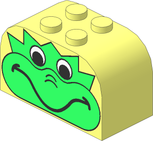 Brick  2 x  4 x  2 with Curved Top with Dragon Face Pattern