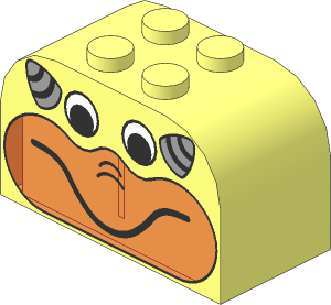 Brick  2 x  4 x  2 with Curved Top with Horned Troll Face Pattern