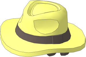 Minifig Hat Fedora Outback Style with Wide Brim with Dark Brown Band and Short Hair Pattern