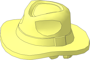 Minifig Hat Fedora Outback Style with Wide Brim with Molded Band and Short Hair