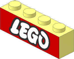 Brick  1 x  4 without Centre Studs with LEGO Logo Open "O" on Red Background Pattern