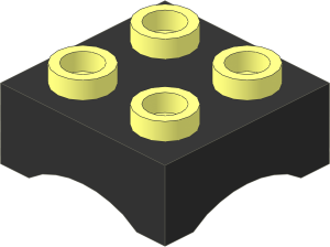 Brick  2 x  2 x  0.667 with Black Rubber Foot Pattern