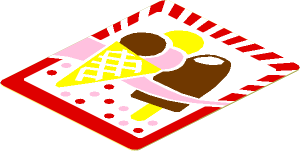 Sticker  2.2 x  1.8 with Ice Cream Cone and Popsicle