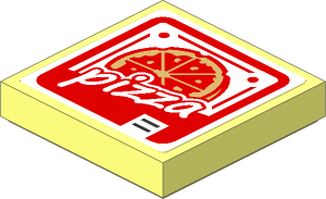 Tile  2 x  2 with Red, White and Tan Pizza Box Sticker