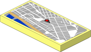 Tile  2 x  4 with Map Street Level with Red Pin Sticker
