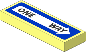 Tile  1 x  3 with "ONE WAY" in White Arrow on Blue Background Sticker