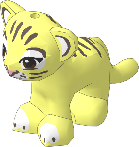 Animal Lion / Tiger Cub with Medium Azure Eyes, Dark Pink Nose, and Dark Brown Stripes Pattern