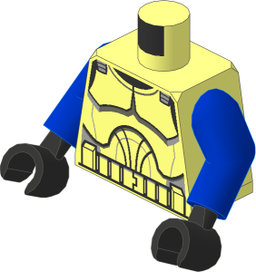 Minifig Torso with Blue Arms and Hands with SW Clone Trooper Armour (Clone Wars 2008) Pattern