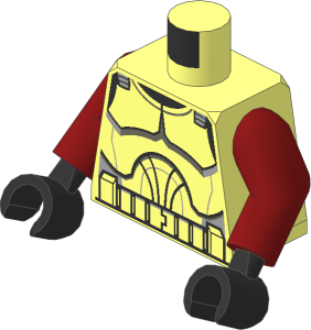 Minifig Torso with Dark Red Arms and Hands with SW Clone Trooper Armour (Clone Wars 2008) Pattern