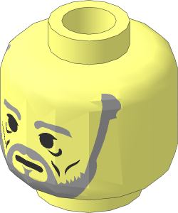 Minifig Head with with SW Light Gray Beard and Black Wrinkles (Count Dooku 2002) Pattern