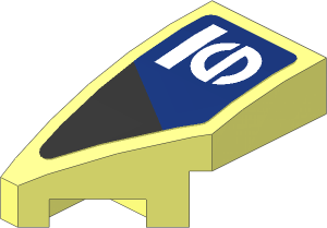 Slope Brick Curved  2 x  1 with Cutout Left with Black Triangle and White Sparco Logo on Blue Background Right Sticker