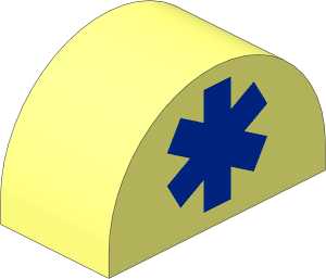 Duplo Brick  2 x  4 x  2 with Curved Top and Blue EMT Star of Life Pattern