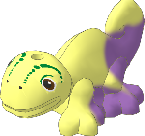 Animal Chameleon with Black, Medium Azure and White Eyes and Marbled Medium Lavender Pattern