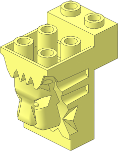Brick  3 x  2 x  3 with Lion Head Carving and Cutout with Hollow Studs