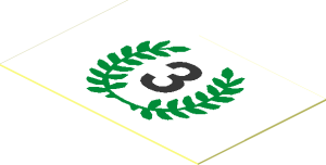 Sticker  1.1 x  1.7 with Black Number "3" and Green Laurels