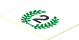 Sticker  1.1 x  1.7 with Black Number "2" and Green Laurels