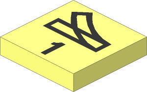 Tile  2 x  2 without Groove with Train Point Right, 1 Pattern