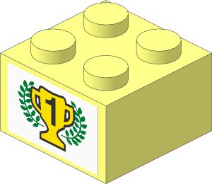 Brick  2 x  2 with 1st Place Cup and Laurels Sticker