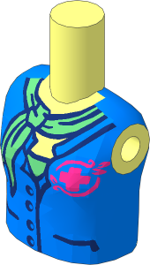 Figure Friends Girl Torso with Medium Blue Blouse Top with Magenta Jungle Rescue Logo over Sand Green Shirt and Sand Green Scarf Pattern