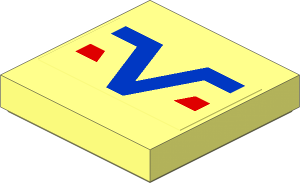 Tile  2 x  2 with Blue V and Red Lines Sticker