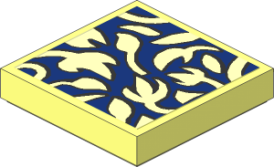 Tile  2 x  2 with Bright Light Orange Flower Patterns on Dark Blue Background Sticker