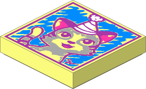 Tile  2 x  2 with Groove with Kitten Wearing Party Hat Drawing Pattern