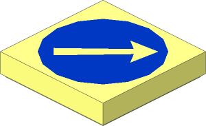 Tile  2 x  2 with Diagonal Arrow on Blue Disc Pattern