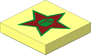 Tile  2 x  2 with Gold Star with Brick in Center Pattern