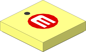 Tile  2 x  2 with Black Dot and White "E" on Red Disc Pattern