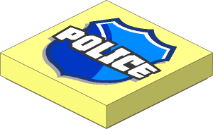 Tile  2 x  2 with White "POLICE" on Blue Badge Pattern